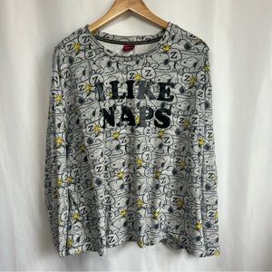 Peanuts gray long sleeve snoopy i like naps sleep shirt